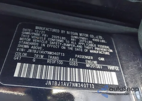 2022 Nissan Rogue Sport S Fwd Xtronic Cvt from USA, damaged, VIN JN1BJ1AV7NW340713